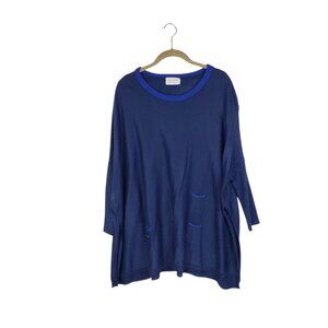 MerSea Catalina Sweater Navy Blue Crew Neck Swing Oversized Boxy Womens OS